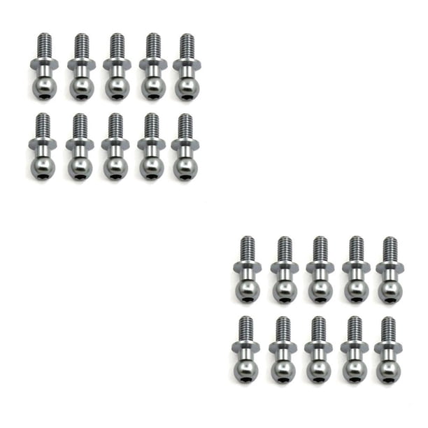 Bewildely Paquete de 10 tornillos de cabeza de bola de extremo de amortiguador de tornillo de coche a escala 1:10 reemplazo de accesorios para Gris 2piezas