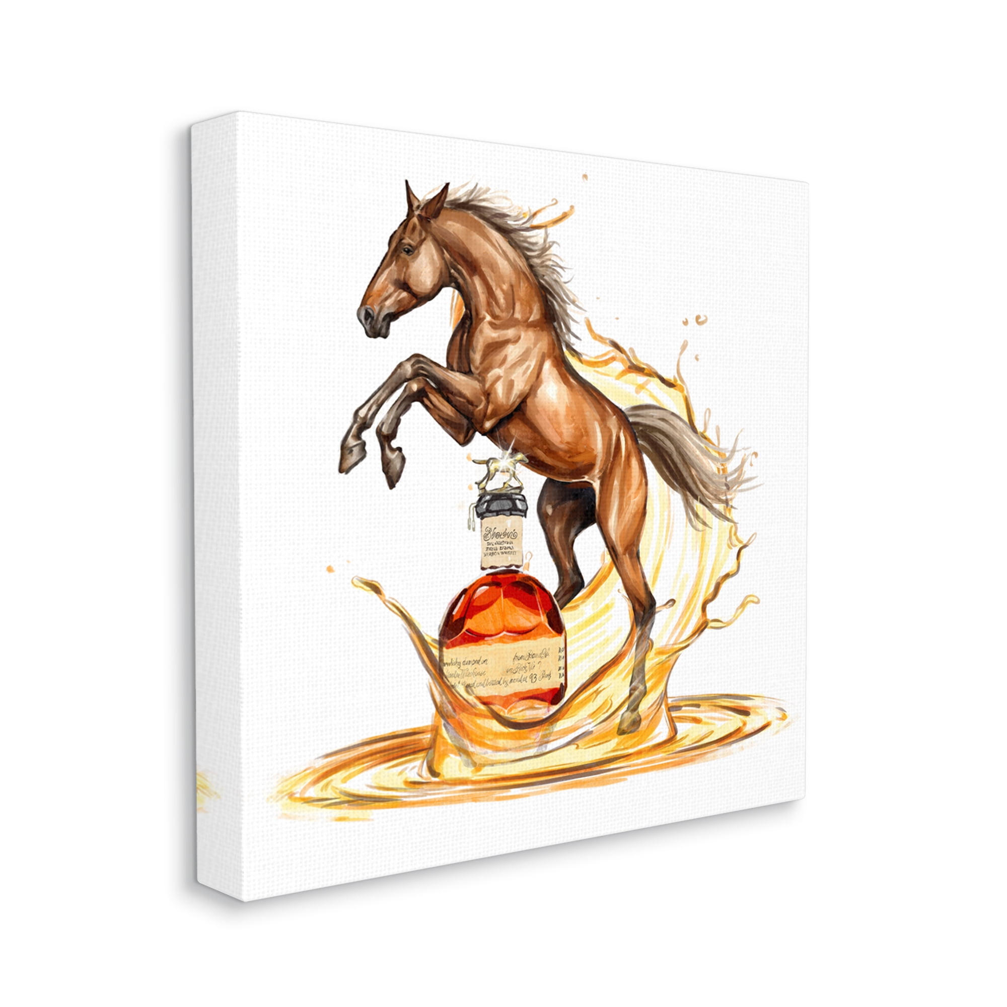 Stupell Industries Horse & Whiskey Bottle Animals & Insects Painting Gallery Wrapped Canvas Art Print Wall Art, 36 x 36