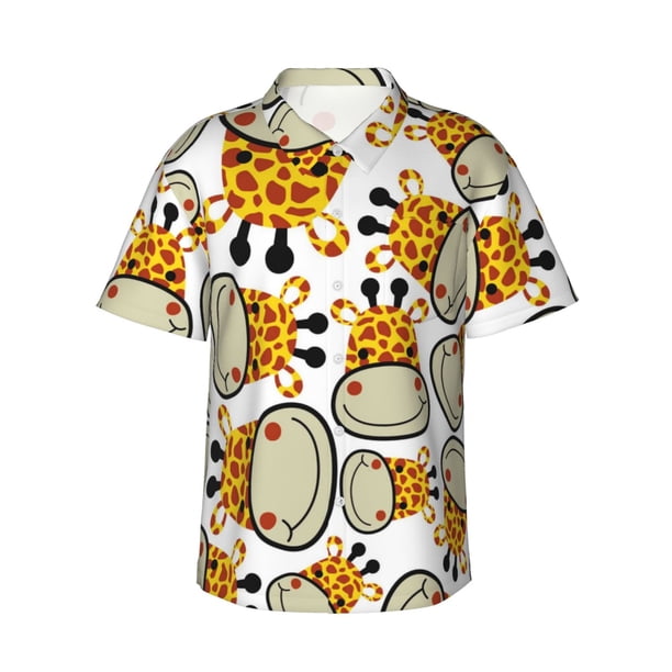 Fotbe Giraffes Head Camisa Hawaiana para Hombre Unisex – Camisa Casual de Verano con Botones de Manga Corta de Algodón y Lino,XX-Large