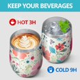 thumbnail image 4 of 12oz Stemless Wine Tumblers Pioneer Flower Vacuum Insulated Stainless Steel Travel Tumbler Cups Mug with Lid and Straw for Champaign,Cocktail,Beer with Cleaning Brush, 4 of 5