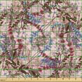 thumbnail image 2 of Ambesonne Floral Nature Print Fabric by the Yard Upholstery, Potpourri Vibe, 3 Yards, Ruby Pale Lavender Blush, 2 of 5