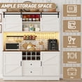 thumbnail image 4 of 75"H 63"W Farmhouse Pantry Cabinet with Hutch & Power Outlet Pegboard, Large Kitchen Storage Cabinet with 4 Sliding Barn Door with Wine Glass Rack, 4 of 9