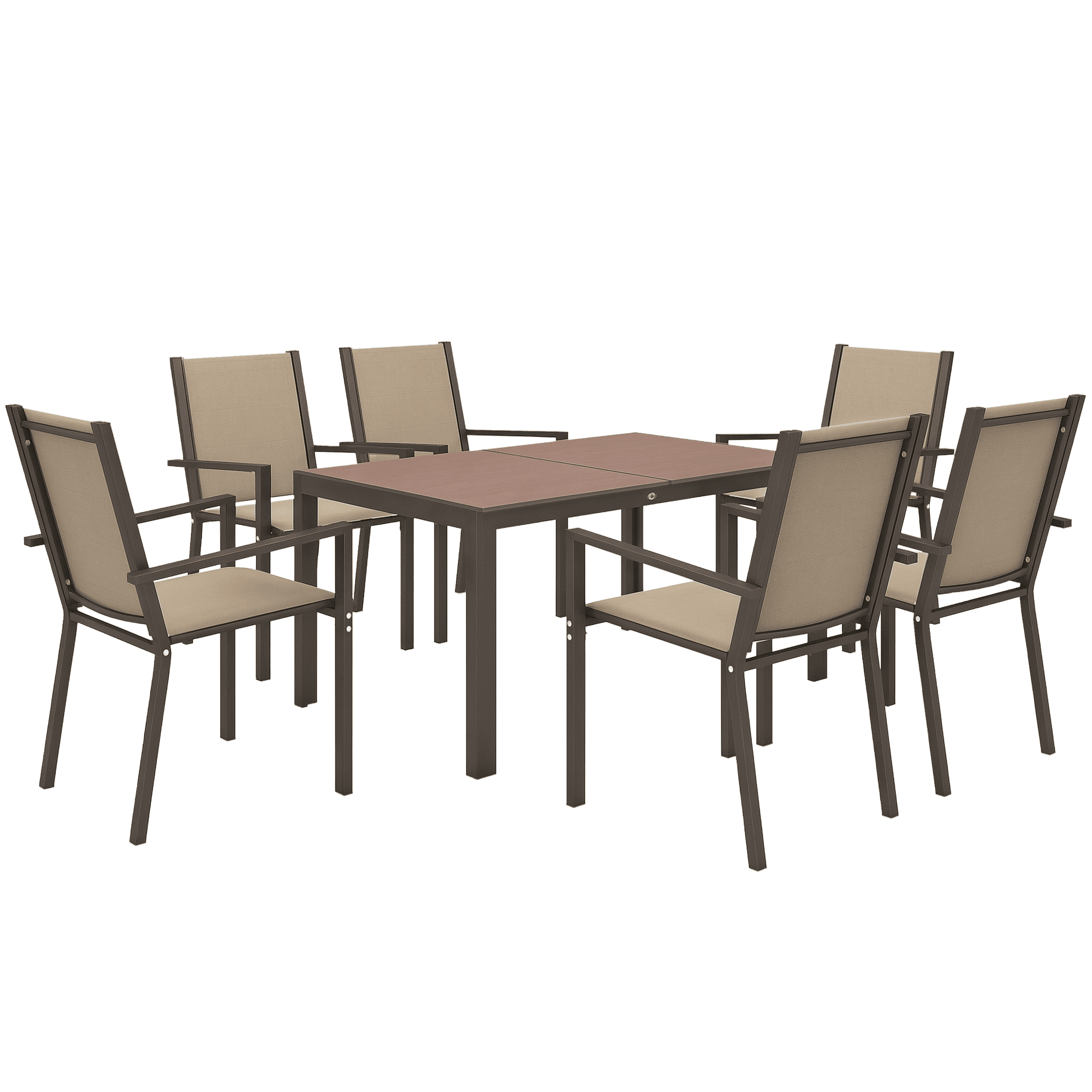 Outsunny 7 Piece Outdoor Dining Set with Table and 6 Stackable Chairs ...