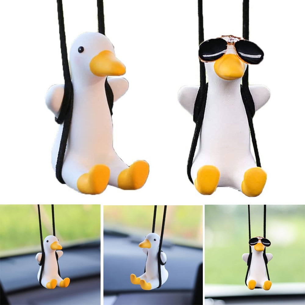 2 Styles Swinging Duck Car Hanging Ornament, Cute Swing Duck Car