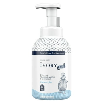 Ivory Baby Foam Baby Wash & Shampoo, Fragrance-Free for Sensitive Skin, 16.9 oz, Unisex