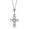 Galaxy Gold 14k 16" White Gold Cross Necklace with Natural Diamonds