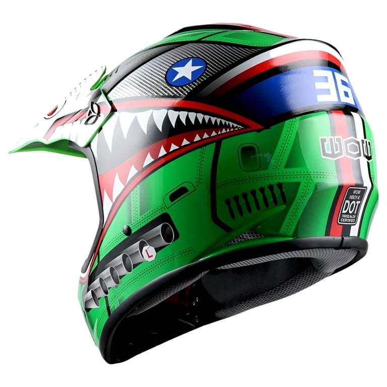 WOW Youth Kids Motocross Helmet BMX MX ATV Dirt Bike HBOY K Shark Green Walmart