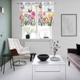 thumbnail image 5 of 2 Panels Kitchen Tier Curtains 39 Inch Length, Tulips Spring Floral Grommets Window Treatment Curtain, Flowers Butterfly Plaid Pastoral Thermal Curtains Drapes for Living Room/Bathroom, 5 of 9