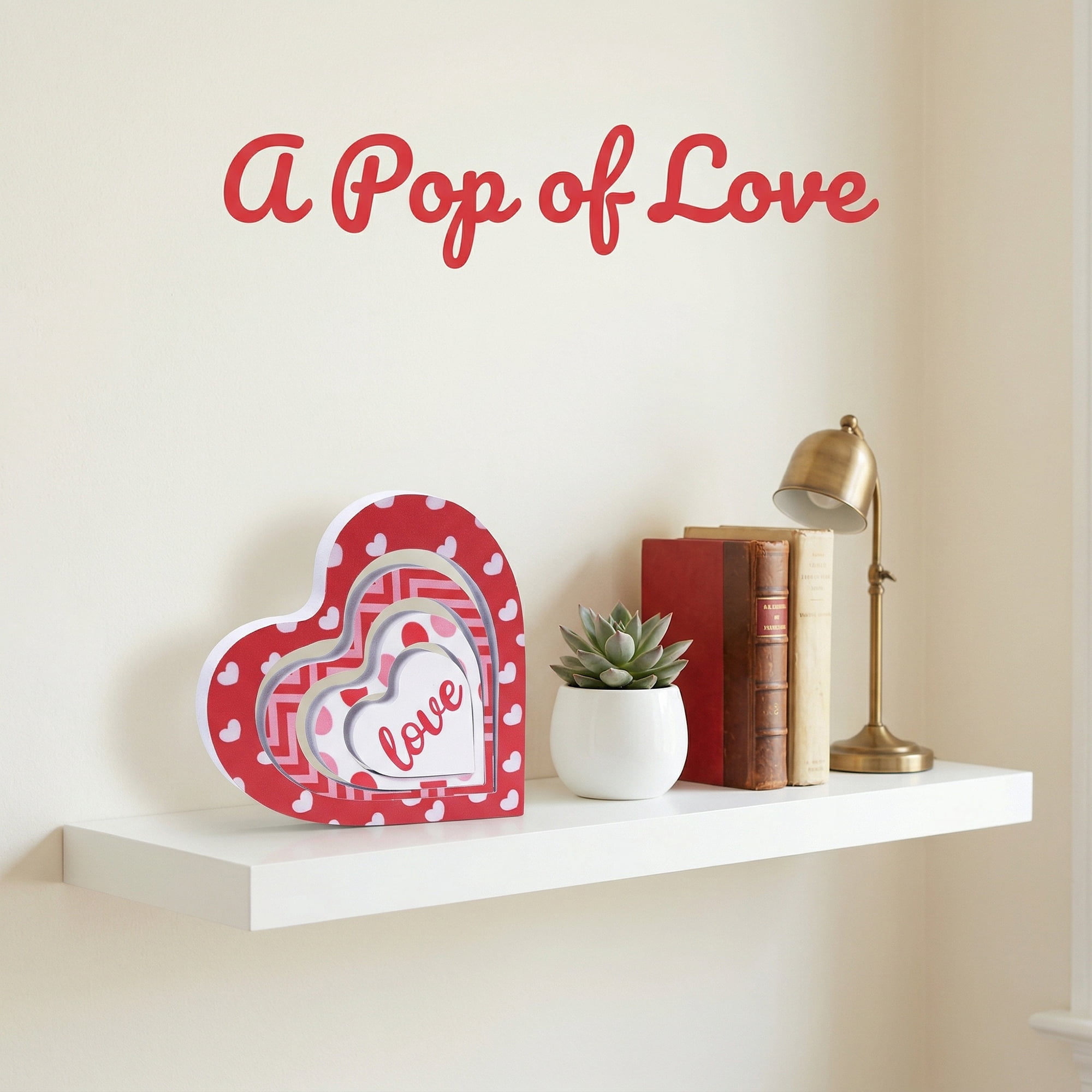 Unique Bargains Wooden Heart Table Decor Removable Stackable Heart Sign Style D 5.1in