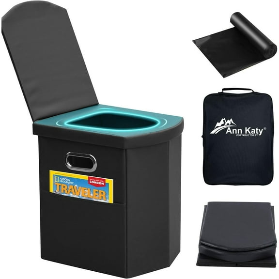 XL Portable Toilet for Adults, Extra Large Portable Travel Floding Toilet, Camping Tall Toilets with Lid for Adults and Kids Compact Potty for Car,Hiking,Beach and Camping