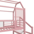 thumbnail image 3 of Twin Size House Loft Bed Frame with Slide and Staircase, Metal Playhouse Loft Bed with Storage Shelves, House-shaped Roof and Noise-free Design for Bedroom, Apartment, Mattress Not Included, Pink, 3 of 9