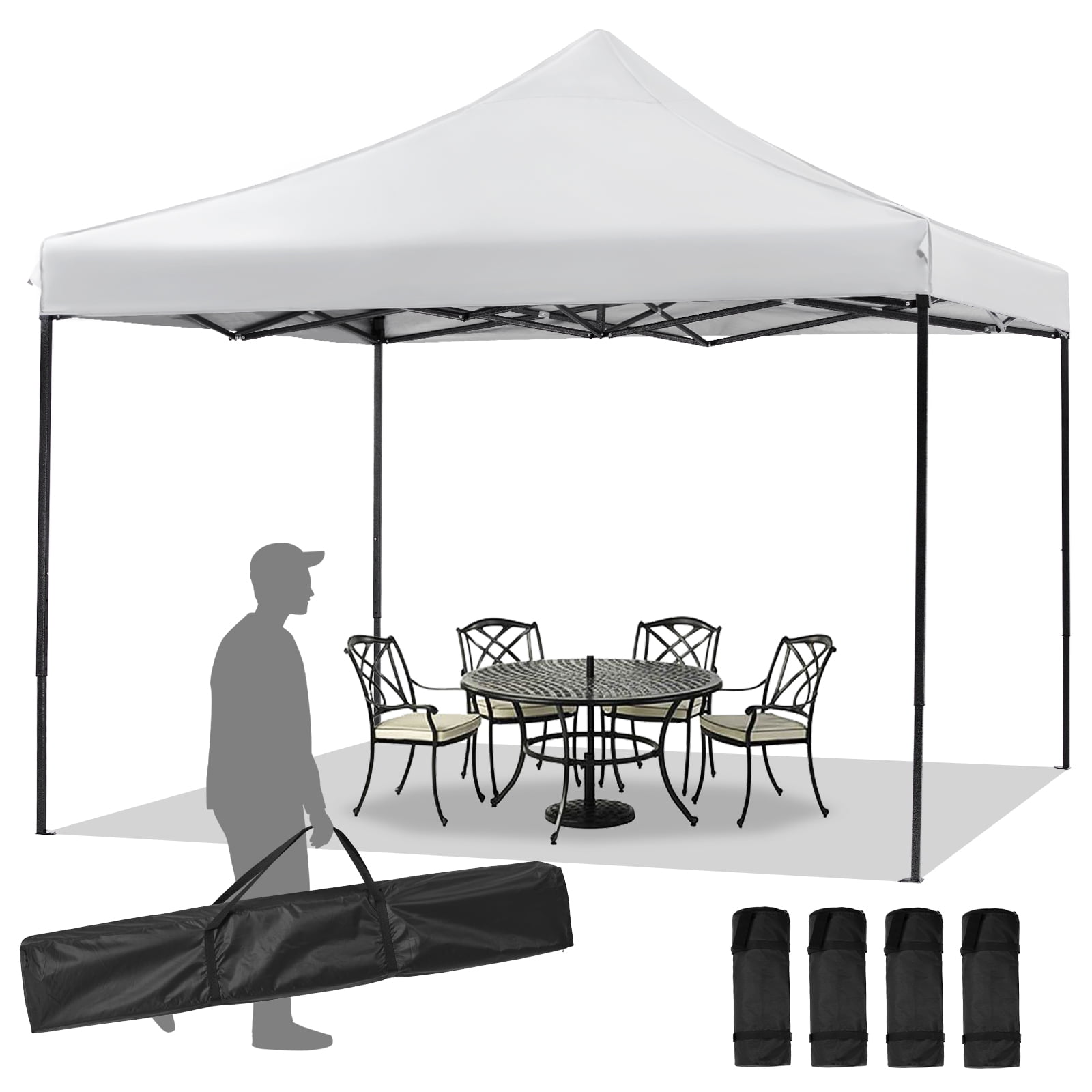 GIANNA 10x10 FT Pop Up Canopy Tent with Slant Legs and Carrying Bag, Easy Setup Outdoor Shelter for Patio, Garden, Beach, Natural White