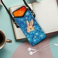 thumbnail image 2 of ZIATUBLES Universal Neoprene Phone Pouch Bag Shockproof Cellphone Crossbody Purse with Hook and Loop Fastener Water Resistant Phone Bag, 4 X 8 Inch, Rabbit Flower Blue, 2 of 7