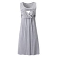 thumbnail image 2 of Franhais Women Nursing Dress, Sleeveless/Short Sleeve Crew Neck Striped/Solid Patchwork Breastfeeding A-line Dress, 2 of 5