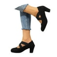 thumbnail image 3 of Mary Jane Shoes Women,Velour Straps Elegant Dance Ankle Heel Traditional Mary Jane Shoes for Weddings Events,Velvet Mary Janes for Women,01 Black,8, 3 of 9