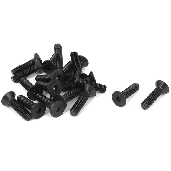 Unique Bargains M5 x 20mm Metric Hex Socket Countersunk Flat Head Screw Bolts Black 20PCS