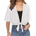 thumbnail image 2 of CIENVNSTG Women's Chiffon Cropped Bolero Sheer Shrugs Lightweight Short Bolero Cardigan Trendy 2026 Summer Tops White 2XL, 2 of 7
