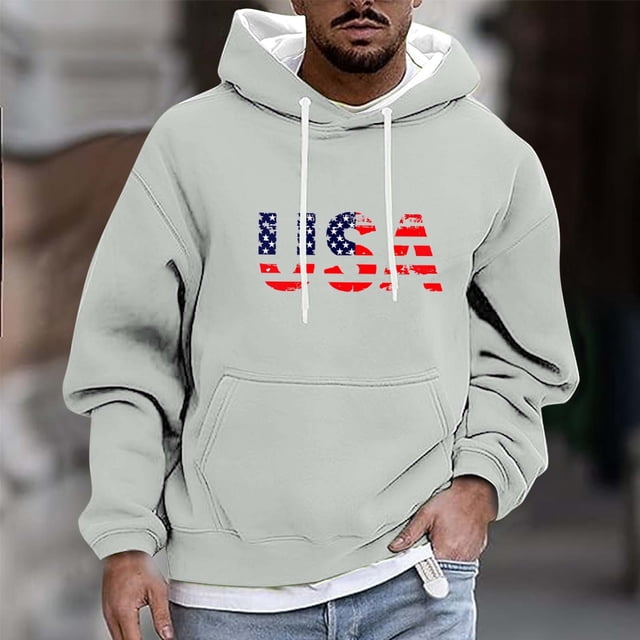 Sudadera con capucha para hombre, informal, a la moda, con estampado, con cordón, de manga larga, de poliéster