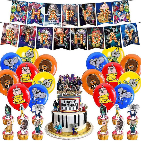 Sing 2 Theme Party Supplies Decorations - Balloons Cake Topper Banners Sets-SHUNJING