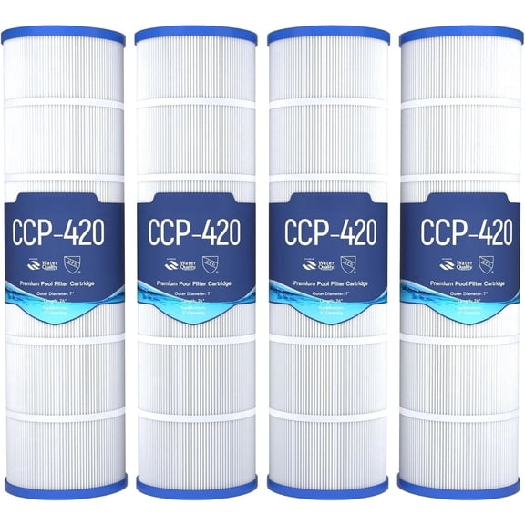 Upgraded 5oz CCP420 Pool Filter Cartridges, Compatible with Pentair Clean & Clear Plus 420 (#160301), Replaces OEM 178584, R173576, Pleatco PCC105, 4-Pack, 420 Sq.Ft Total, Premium Media