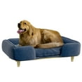 thumbnail image 2 of PawHut Raised Dog Couch with Cushion for Large-Sized Dogs, Dark Blue, 2 of 9