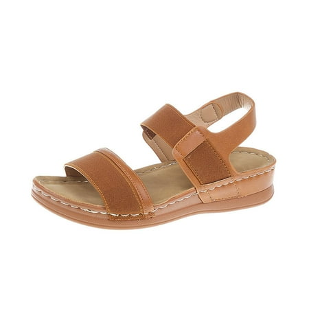 

Lilgiuy Summer Women Thick Bottom Slope Heel Shoes Beach Roman Casual Slippers SandalsYellow7.5 Winter Clothes for 2022