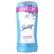 Secret Invisible Solid Antiperspirant and Deodorant, Clean Lavender Scent, Twin Pack, 2.6 oz