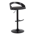 thumbnail image 4 of Grotto Adjustable Bar Stool, Black Bar Stools, Bar Chairs, Swivel Bar Stools, Bar Stools Set of 2, Bar Stools for Kitchen Counter (Black Wood, Black), 4 of 6
