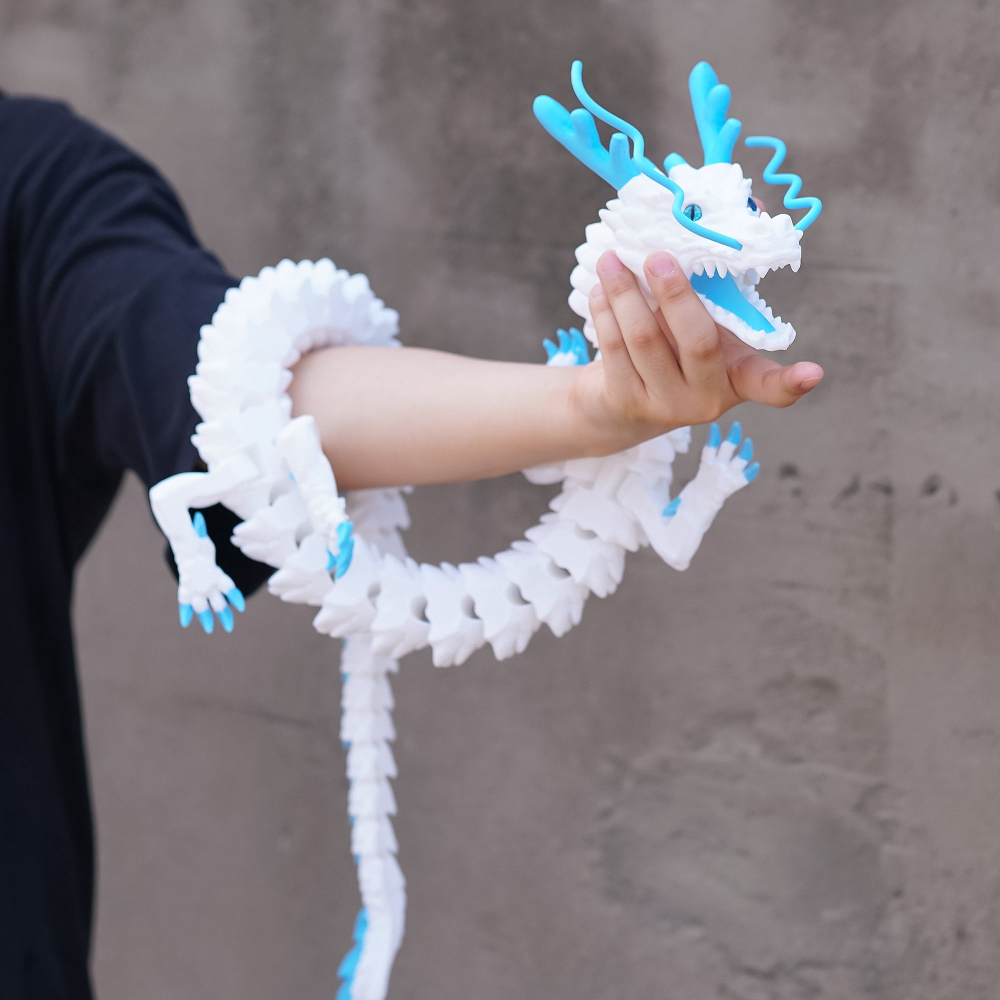 47.5inch 3D Printed dragon,Flexible Joint Animal lacertid Figurines,Realistic Eyes, Home Office Decor,Fidget Toy for Adults Teens Boy Festival Gifts