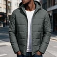 thumbnail image 2 of Men's Hooded Puffer Jacket Full Zip Padded Coat,Warm Windbreaker Fall Winter Outerwear Relaxed Comfy Daily Outing Wear,Gray,S, 2 of 9