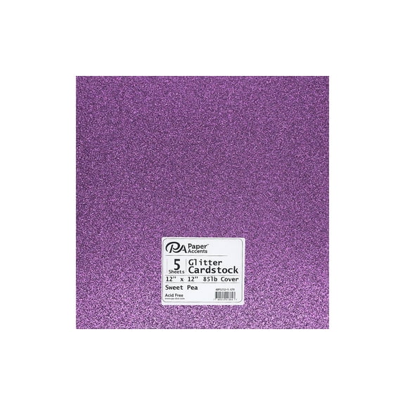 Cdstk Glitter 12x12 85lb Sweet Pea 5pc