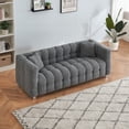 thumbnail image 2 of Grey Teddy Fleece 80 Inch Sofa with 2 Pillows & Hardware Foot, 2 of 11