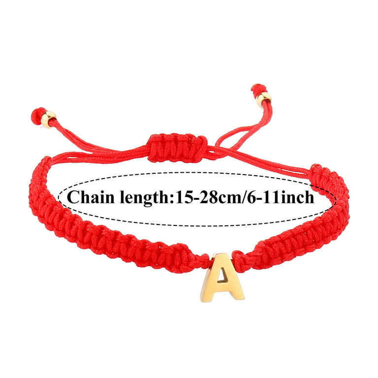 Xinqinghao Personalized 26 Initial Bracelet Stainless Steel Gold Plated  Letter Red Woven Bracelet Charm Bracelet Woven Bracelet For Men Women Girls  V 
