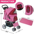 thumbnail image 2 of ZENSTYLE 4 Wheels Pet Stroller Foldable Carrier Strolling Cart for Cat Dog w/ Storage Basket Pink, 2 of 10