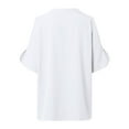 thumbnail image 5 of WEIYLL Ladies Summer Tops Solid Color V Neck Sleeved Off Shoulder White Blouse Sizes XL, 5 of 5