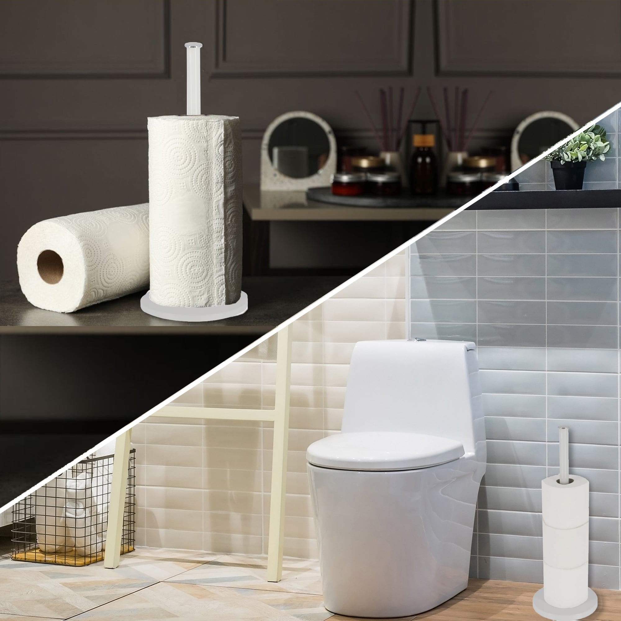 White Toilet Paper Holder Stand