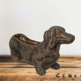 thumbnail image 2 of Pot de Plante en Résine Usée, Fini Brun Rustique, pour Intérieur et Extérieur, pour Chien Dachshund, 2 of 5