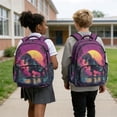 thumbnail image 4 of Kuiaobaty Dinosaur Print Backpack for Boys 8-12 Sunset Print School Backpack with Bottle Holder Lightweight Bookbags Laptop Bag for School, Purple, 4 of 7
