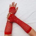 thumbnail image 2 of AWZXDE Gants pour Femmes Gants Sans Doigts en Maille Scintillants avec Strass pour Fête de Carnaval, 2 of 3