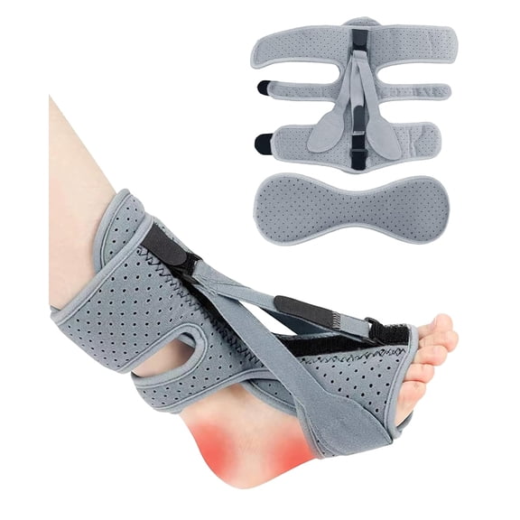Plantar Fasciitis Night Splint – Adjustable Foot Brace for Heel Pain Relief from Plantar Fasciitis & Achilles Tendonitis (Grey)