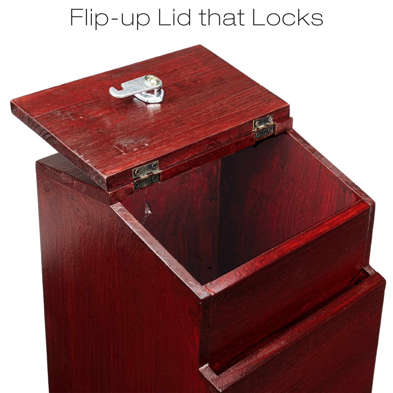 Excello Global Products Red Mahogany Suggestion Box with Lock: Wooden Ballot Comment Box, Wall Mounted or Freestanding. Includes Printed Labels & Suggestion Pads Cards - EGP-HD-0290