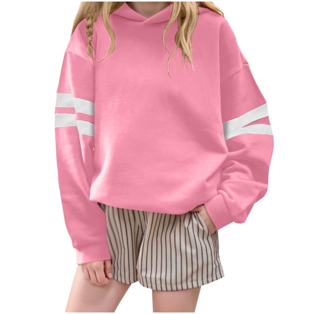 Sweat à Capuche Blanc pour Enfants Rayé Blanc Velours Décontracté Confortable Manches Longues Sweat à Capuche Blanc pour Garçons