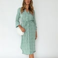 thumbnail image 4 of Women Plus Size Dresses Casual Long Sleeves Floral Print Button Down Dress V Neck Tshirt Boho Midi Dress Side Slit, 4 of 5