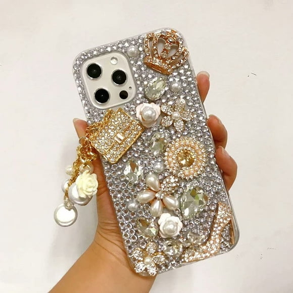 Compatible with LG G7/LG G7 ThinQ Glitter Case,Women Girls 3D Diamond Bag Pendant High Heel Crown Bling Glitter Shiny Crystal Rhinestone Protective Phone Case Cover