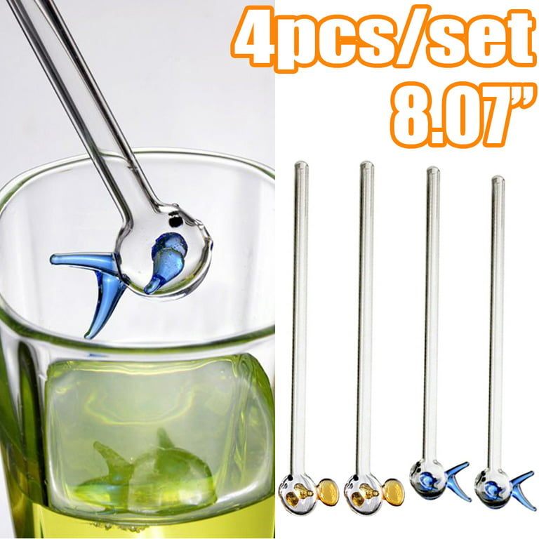 Cheers.US 4 Pcs/Set Glass Straws - Reusable Drinking Straws with