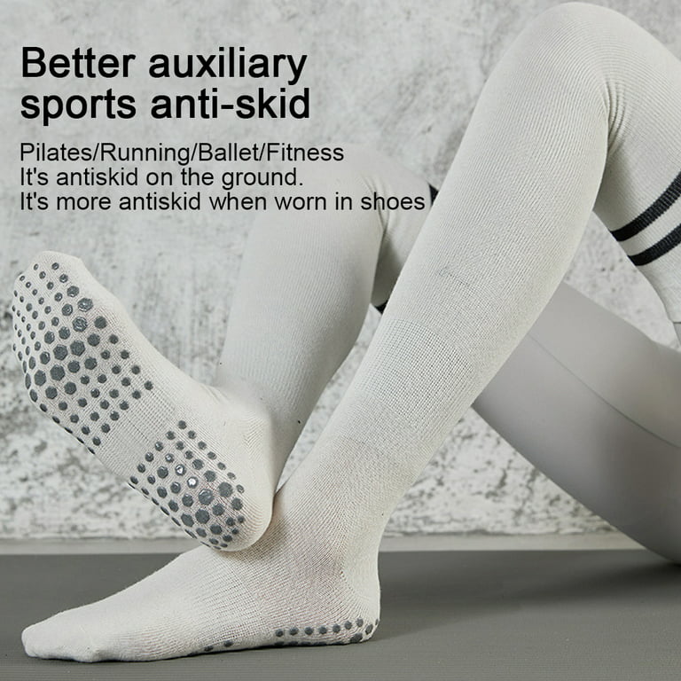 Knee High Toeless Long Non-Slip Grip Socks - Anti Skid Yoga, Barre,  Pilates, Home & Leisure 
