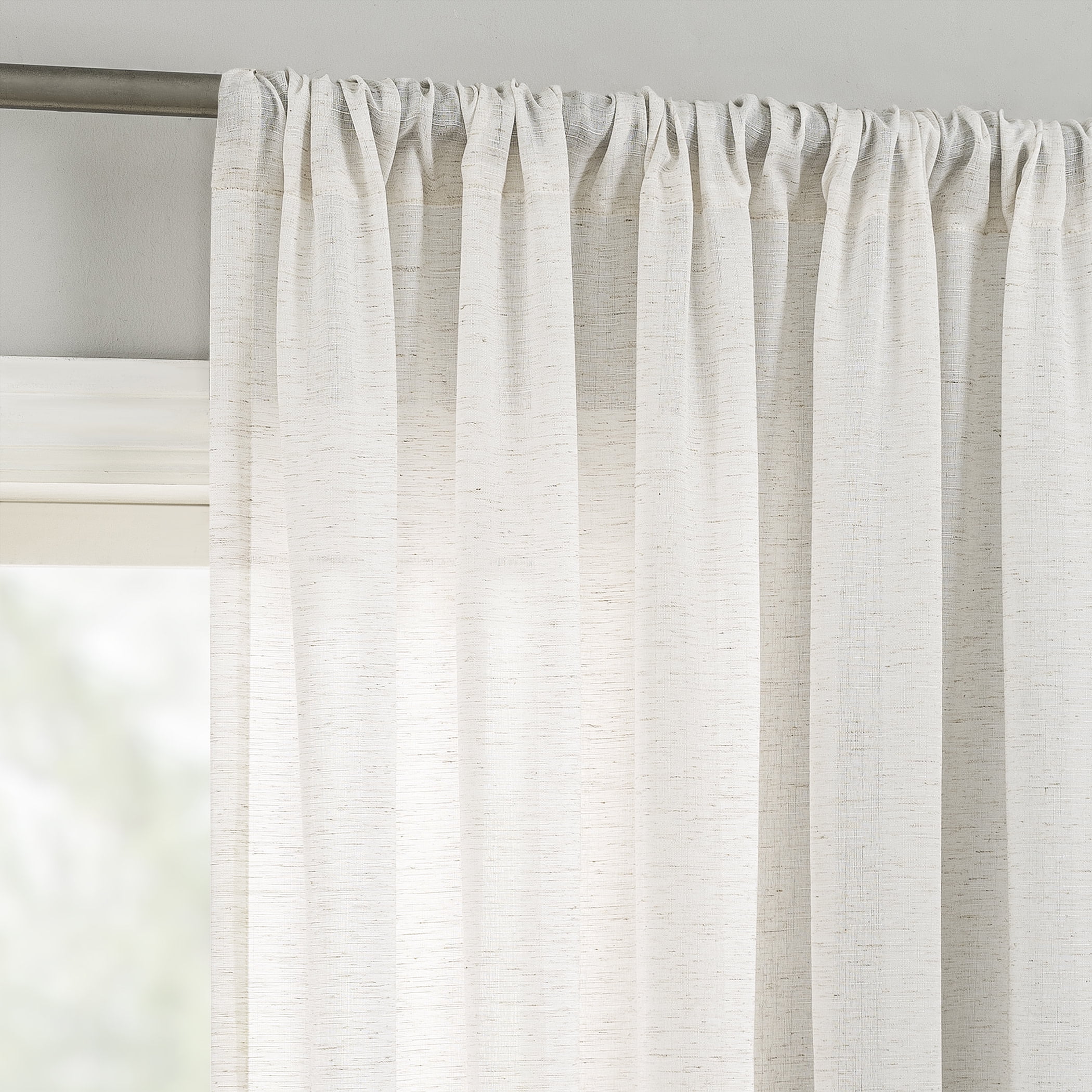 No. 918 Daniela 1-Piece Linen Blend Semi-Sheer Rod Pocket Curtain Panel, 54"x84", Pearl White