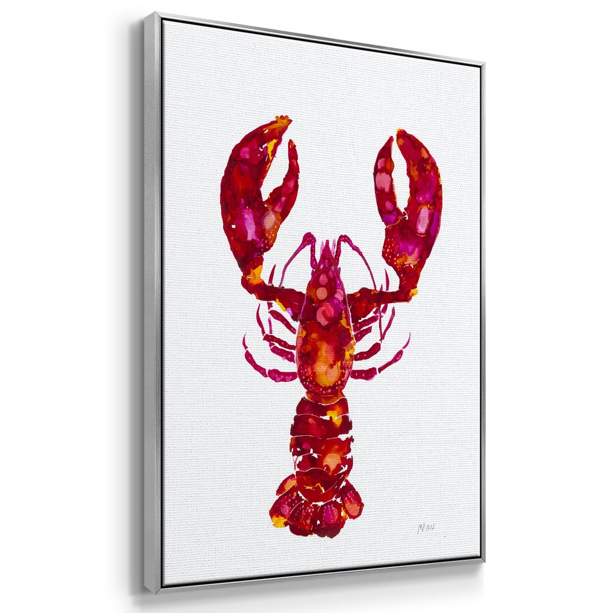 Lobster Framed Premium Gallery Wrapped Canvas - Ready to Hang - 17 x 25 - Silver Floating Frame