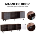 thumbnail image 3 of OKD Modern 75 In TV Stand w/LED Light, Shelves, Magnetic Doors, Dark Walnut, 3 of 8