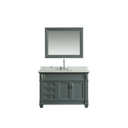 Design Element Hudson 48" Single Sink Bathroom Vanity Set in Gray with Carrara Marble Top